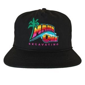 Maui One Excavating Strapback Hat Mens One Size Vintage 80s 90s Black Rope Cap